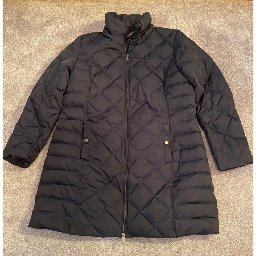 Kenneth Cole Reaction Winter Black Quilted Puffer Coat Zip Front High Collar XL